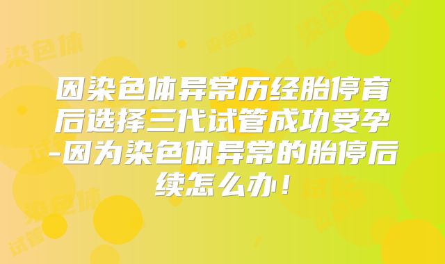 因染色体异常历经胎停育后选择三代试管成功受孕-因为染色体异常的胎停后续怎么办！