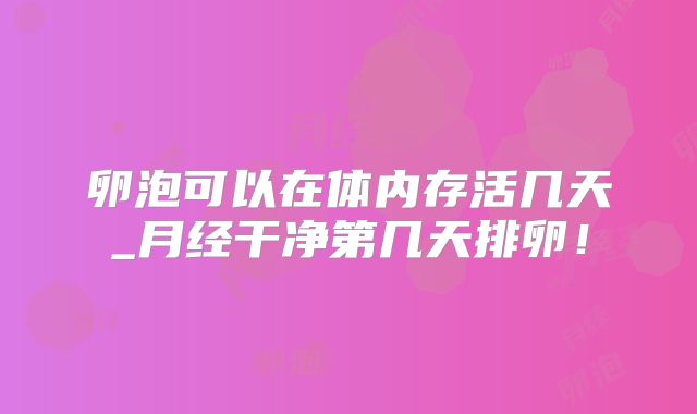卵泡可以在体内存活几天_月经干净第几天排卵!