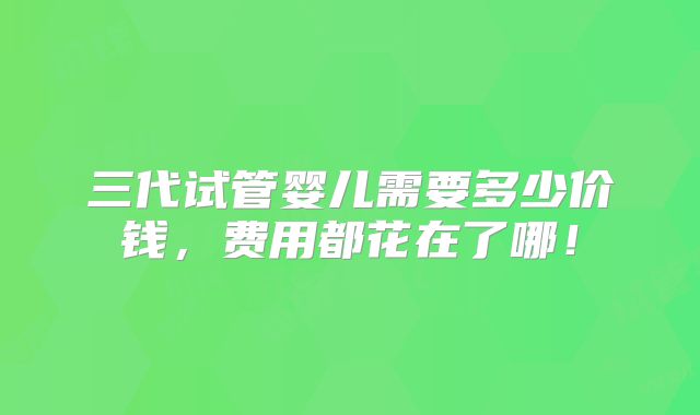 三代试管婴儿需要多少价钱，费用都花在了哪！