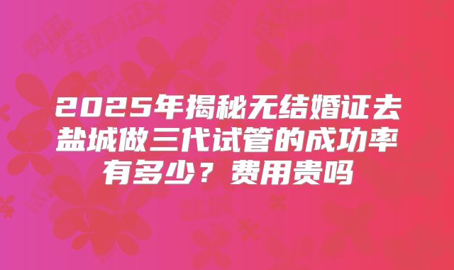 2025年揭秘无结婚证去盐城做三代试管的成功率有多少？费用贵吗