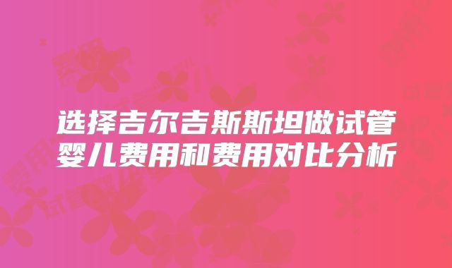选择吉尔吉斯斯坦做试管婴儿费用和费用对比分析