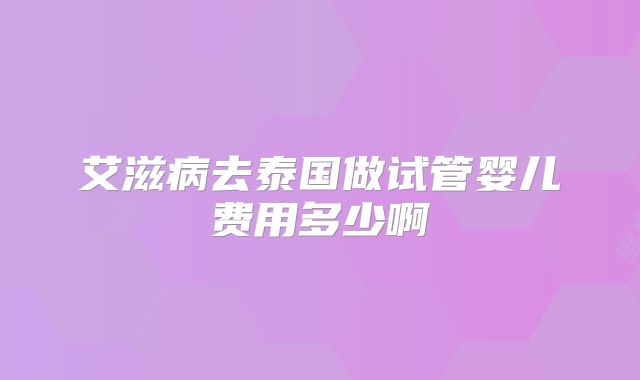艾滋病去泰国做试管婴儿费用多少啊