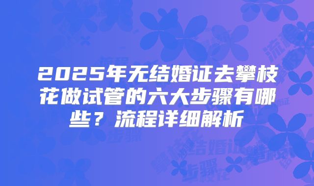 2025年无结婚证去攀枝花做试管的六大步骤有哪些？流程详细解析