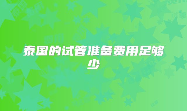泰国的试管准备费用足够少