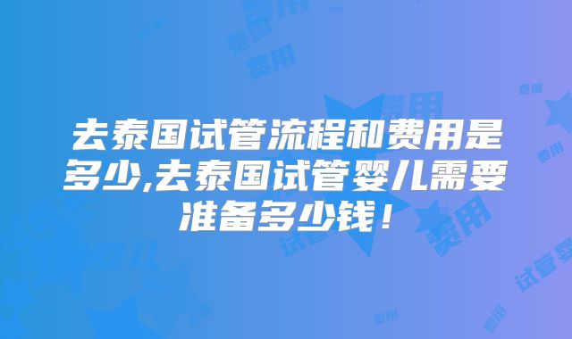 去泰国试管流程和费用是多少,去泰国试管婴儿需要准备多少钱！