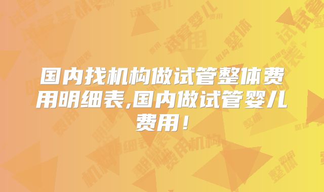 国内找机构做试管整体费用明细表,国内做试管婴儿费用！