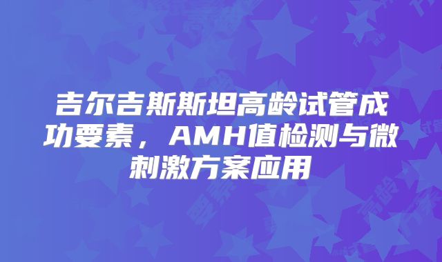 吉尔吉斯斯坦高龄试管成功要素，AMH值检测与微刺激方案应用