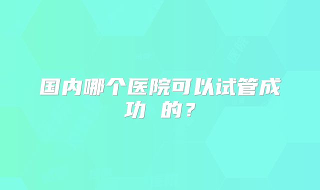 国内哪个医院可以试管成功 的?