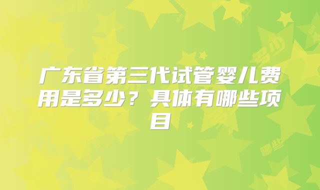广东省第三代试管婴儿费用是多少?具体有哪些项目
