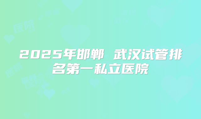 2025年邯郸 武汉试管排名第一私立医院