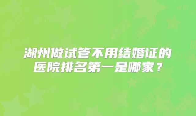 湖州做试管不用结婚证的医院排名第一是哪家？