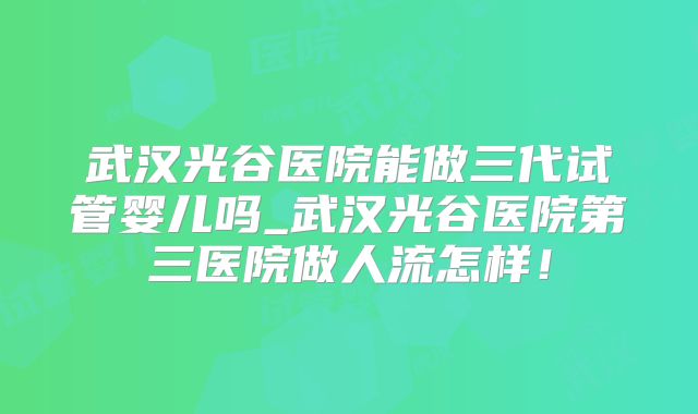 武汉光谷医院能做三代试管婴儿吗_武汉光谷医院第三医院做人流怎样!