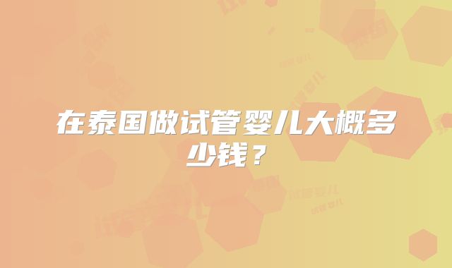 在泰国做试管婴儿大概多少钱？