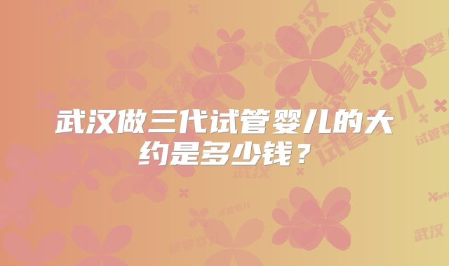 武汉做三代试管婴儿的大约是多少钱？