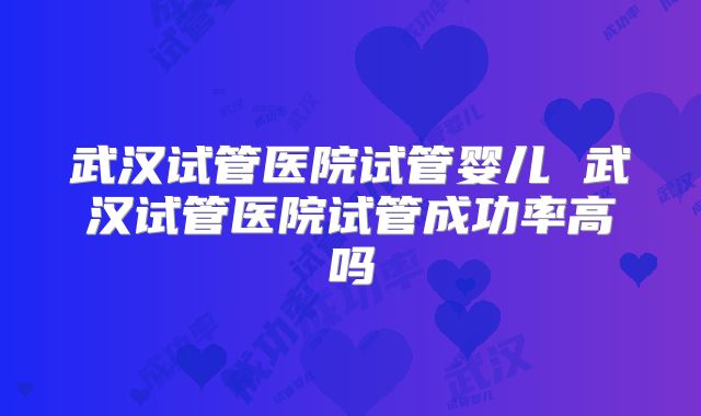 武汉试管医院试管婴儿 武汉试管医院试管成功率高吗