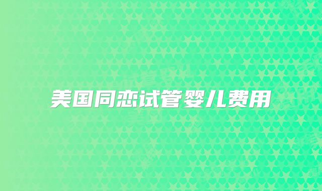 美国同恋试管婴儿费用