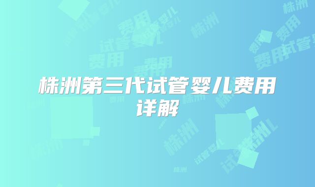 株洲第三代试管婴儿费用详解