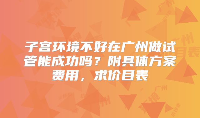 子宫环境不好在广州做试管能成功吗？附具体方案费用，求价目表