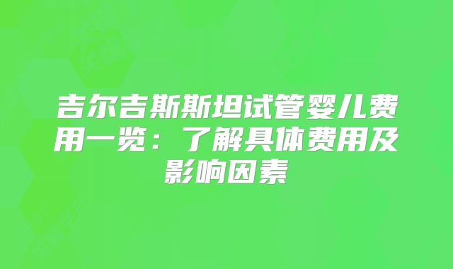 吉尔吉斯斯坦试管婴儿费用一览：了解具体费用及影响因素