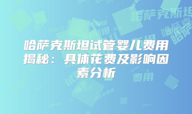 哈萨克斯坦试管婴儿费用揭秘：具体花费及影响因素分析