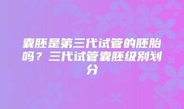 囊胚是第三代试管的胚胎吗？三代试管囊胚级别划分