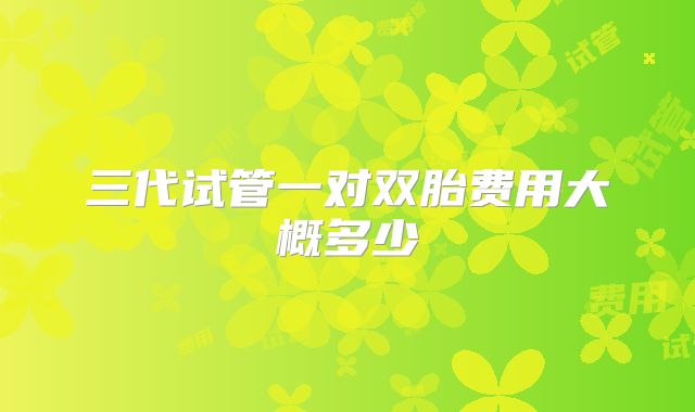三代试管一对双胎费用大概多少