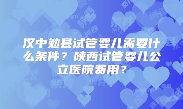 汉中勉县试管婴儿需要什么条件？陕西试管婴儿公立医院费用？