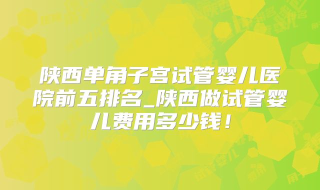 陕西单角子宫试管婴儿医院前五排名_陕西做试管婴儿费用多少钱!