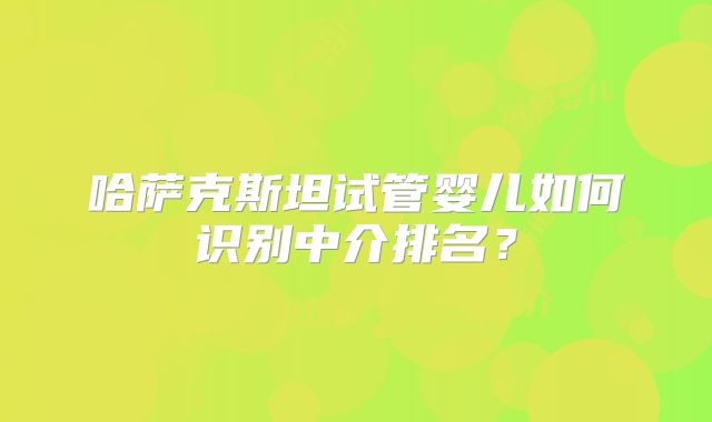 哈萨克斯坦试管婴儿如何识别中介排名？