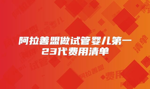 阿拉善盟做试管婴儿第一23代费用清单