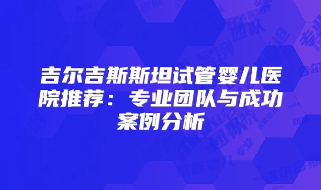 吉尔吉斯斯坦试管婴儿医院推荐：专业团队与成功案例分析