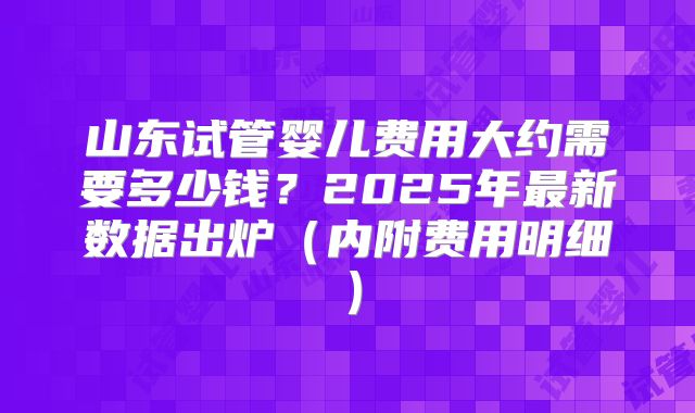 山东试管婴儿费用大约需要多少钱？2025年最新数据出炉（内附费用明细）