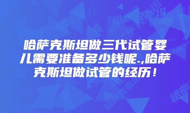 哈萨克斯坦做三代试管婴儿需要准备多少钱呢.,哈萨克斯坦做试管的经历！