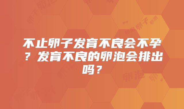 不止卵子发育不良会不孕？发育不良的卵泡会排出吗？