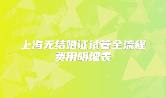 上海无结婚证试管全流程费用明细表
