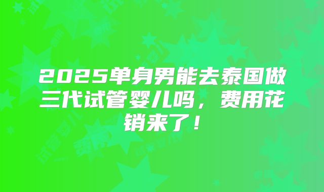 2025单身男能去泰国做三代试管婴儿吗，费用花销来了！