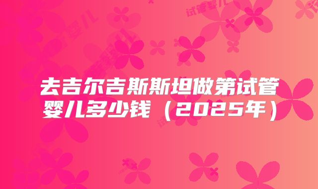 去吉尔吉斯斯坦做第试管婴儿多少钱（2025年）