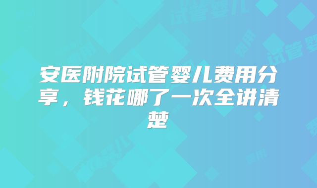 安医附院试管婴儿费用分享,钱花哪了一次全讲清楚