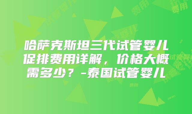 哈萨克斯坦三代试管婴儿促排费用详解，价格大概需多少？-泰国试管婴儿