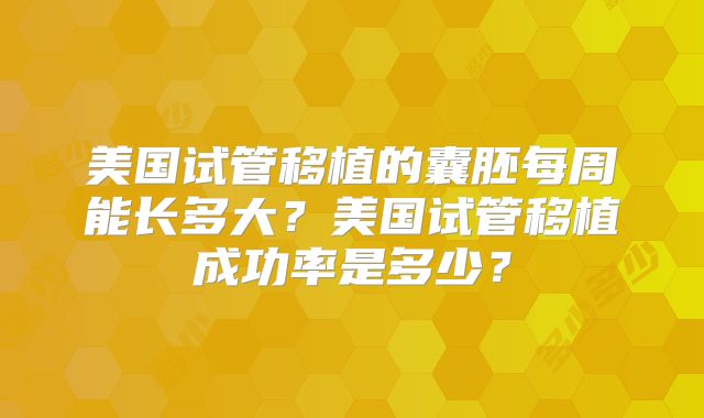 美国试管移植的囊胚每周能长多大？美国试管移植成功率是多少？