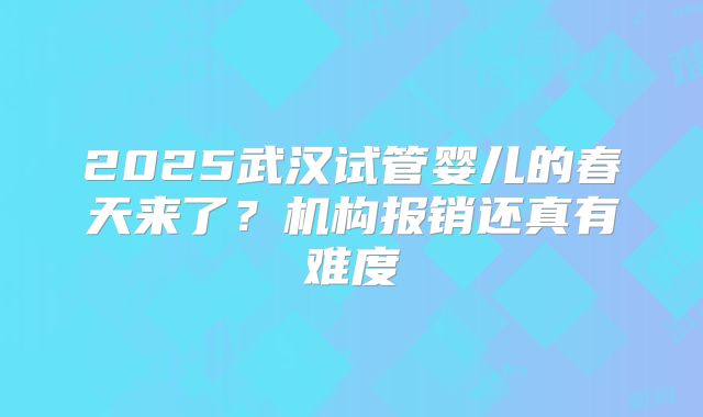 2025武汉试管婴儿的春天来了？机构报销还真有难度