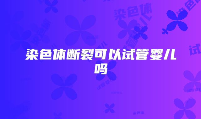 染色体断裂可以试管婴儿吗