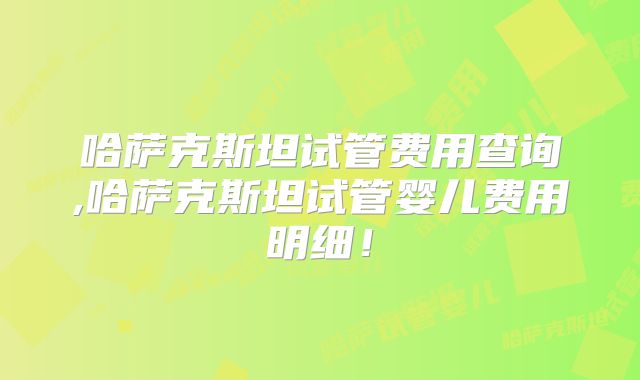 哈萨克斯坦试管费用查询,哈萨克斯坦试管婴儿费用明细！