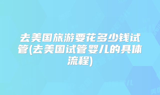 去美国旅游要花多少钱试管(去美国试管婴儿的具体流程)