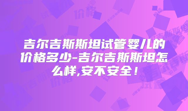 吉尔吉斯斯坦试管婴儿的价格多少-吉尔吉斯斯坦怎么样,安不安全！