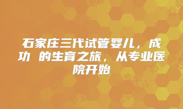 石家庄三代试管婴儿，成功 的生育之旅，从专业医院开始