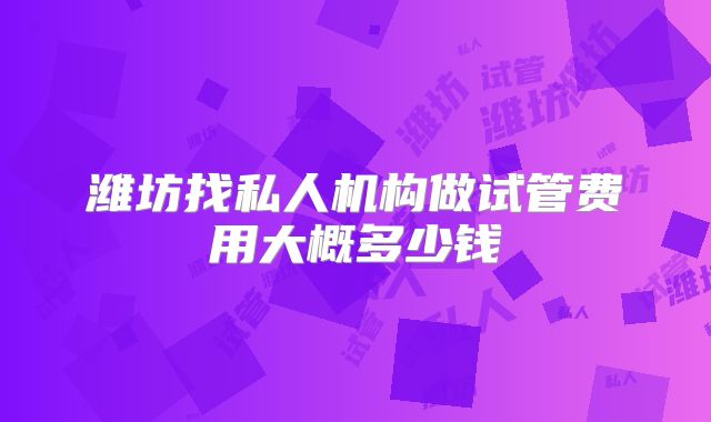 潍坊找私人机构做试管费用大概多少钱
