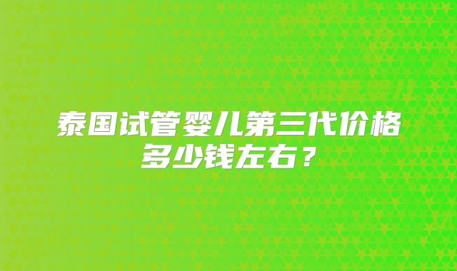 泰国试管婴儿第三代价格多少钱左右？
