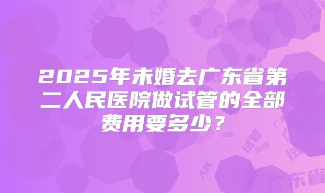 2025年未婚去广东省第二人民医院做试管的全部费用要多少?