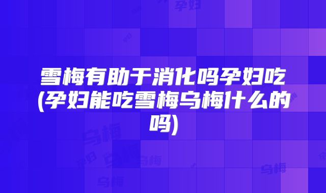 雪梅有助于消化吗孕妇吃(孕妇能吃雪梅乌梅什么的吗)